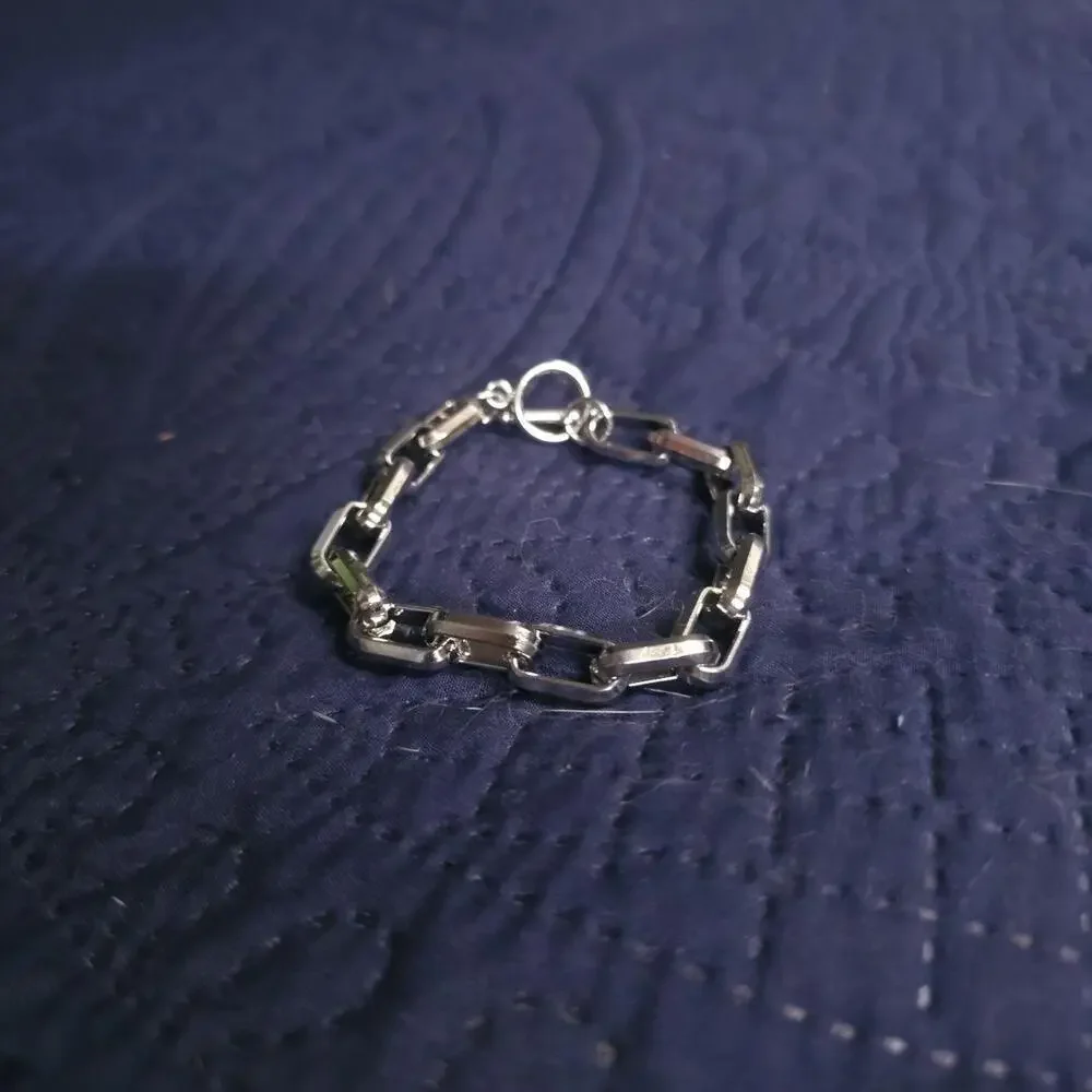 Paperclip Chain Bracelet – Silver Toggle Clasp (8in) ✨